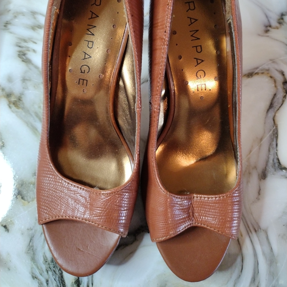 Rampage Brown Faux Leather High Heel Shoes Size 6 1/2